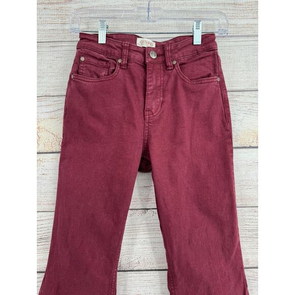 Shyanne Super Flare Jeans Womens 26x32 Red Maroon Rough Hem - Picture 3 of 8